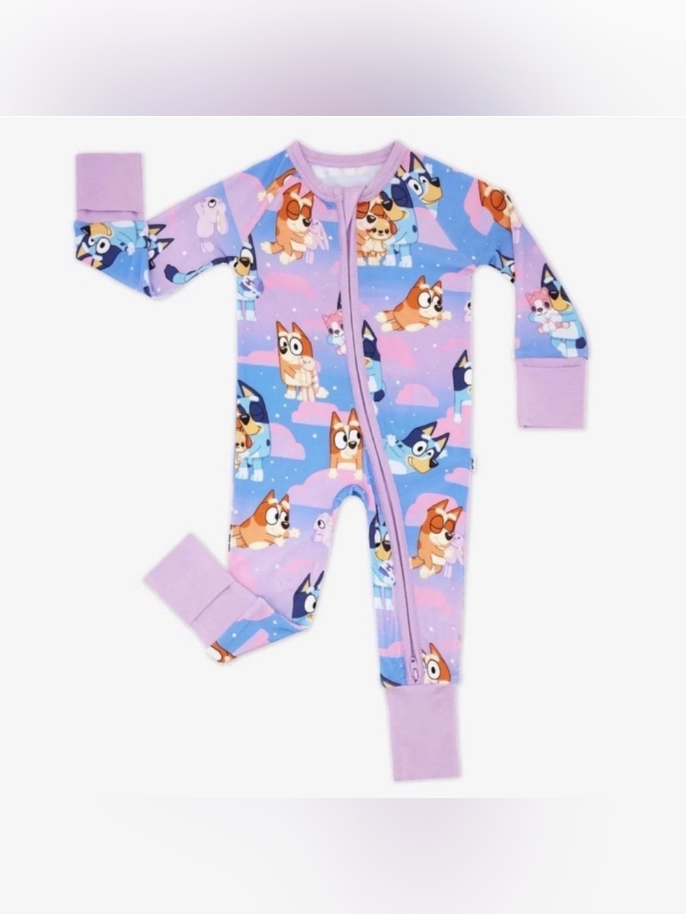Little Sleepies Blue Purple Sleepytime Zippy Footie Bamboo Pajama Sleeper Baby